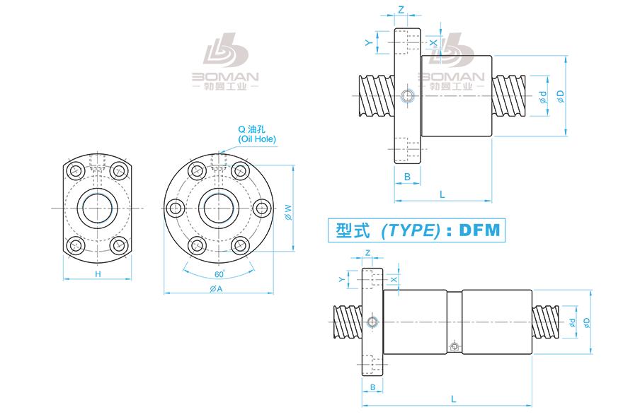 TBI SFM0325T-4 tbi丝杠花键选型手册