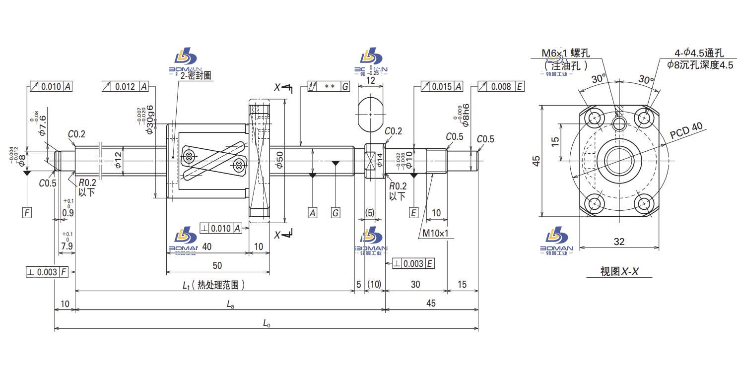 W1205FA-4-C5T10-轴端完成品滚珠丝杠