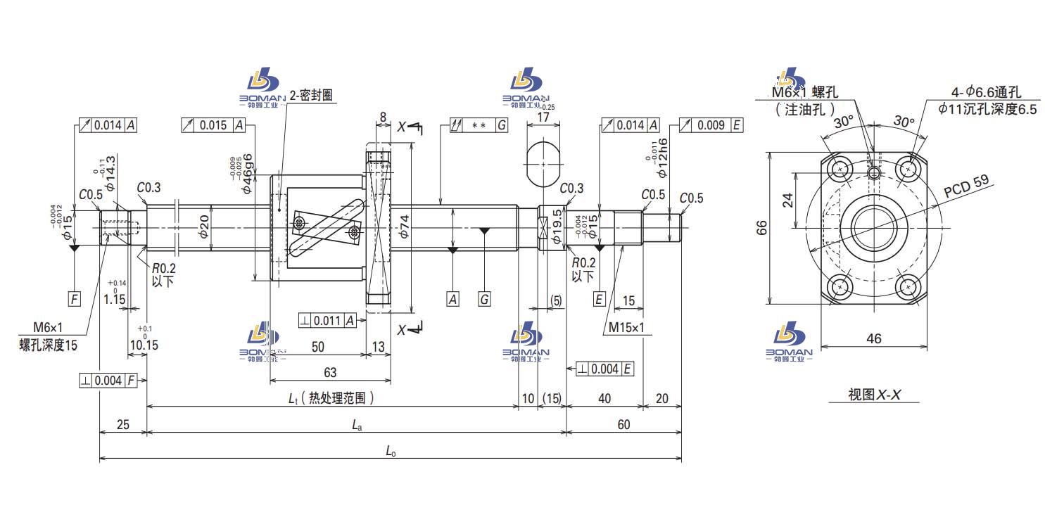 W2007FA-3P-C5Z20-轴端完成品滚珠丝杠