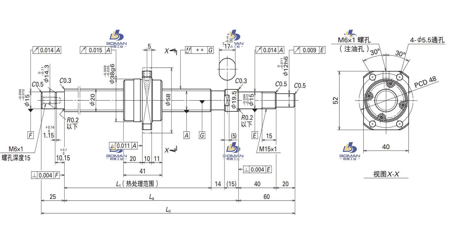 W2007FA-5PGX-C5Z40-轴端完成品滚珠丝杠