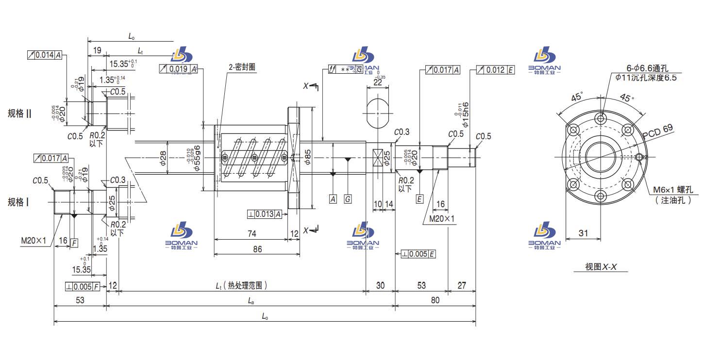 W2802SA-2Z-C5Z5-轴端完成品滚珠丝杠