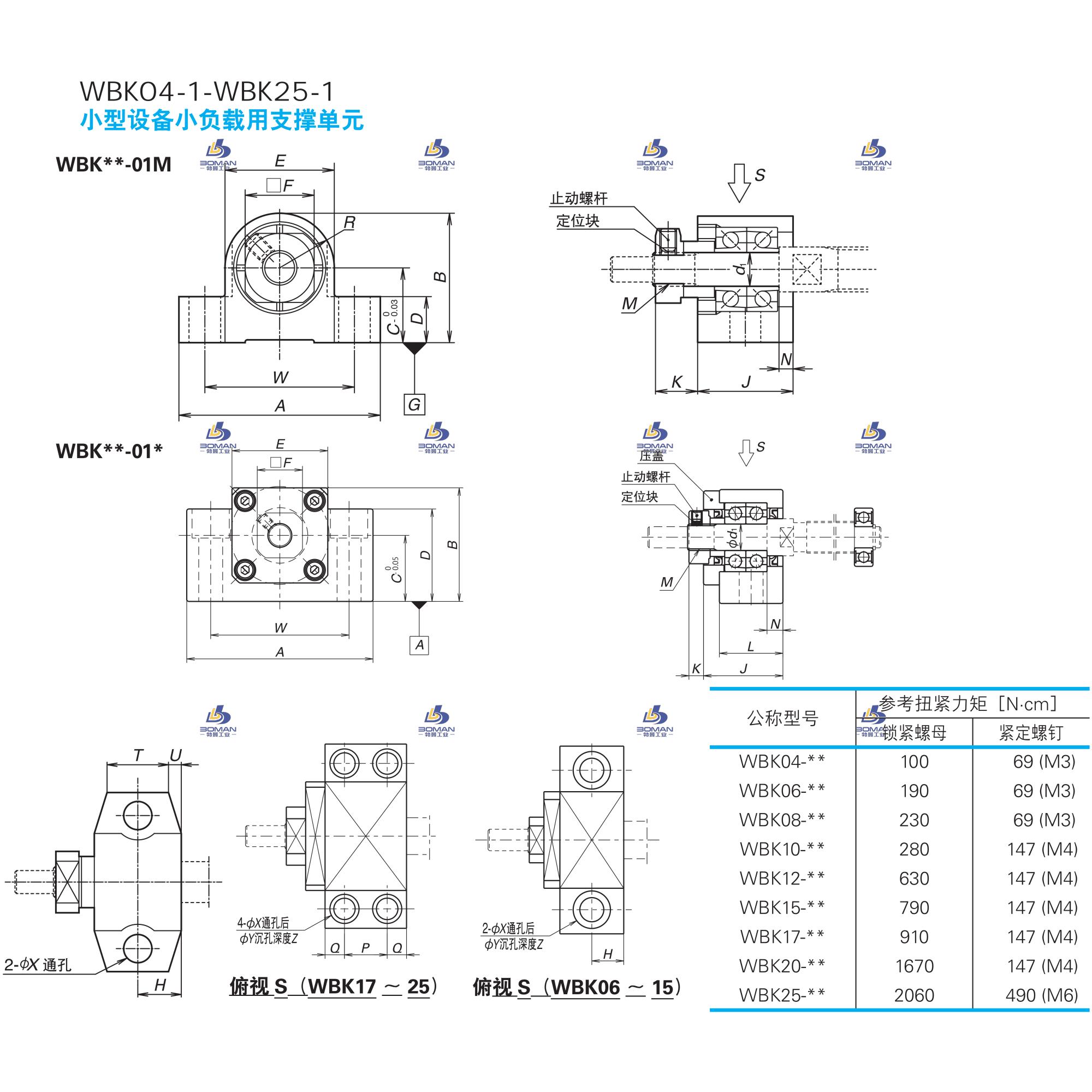 WBK04-01M-小型机器轻载荷用支承单元